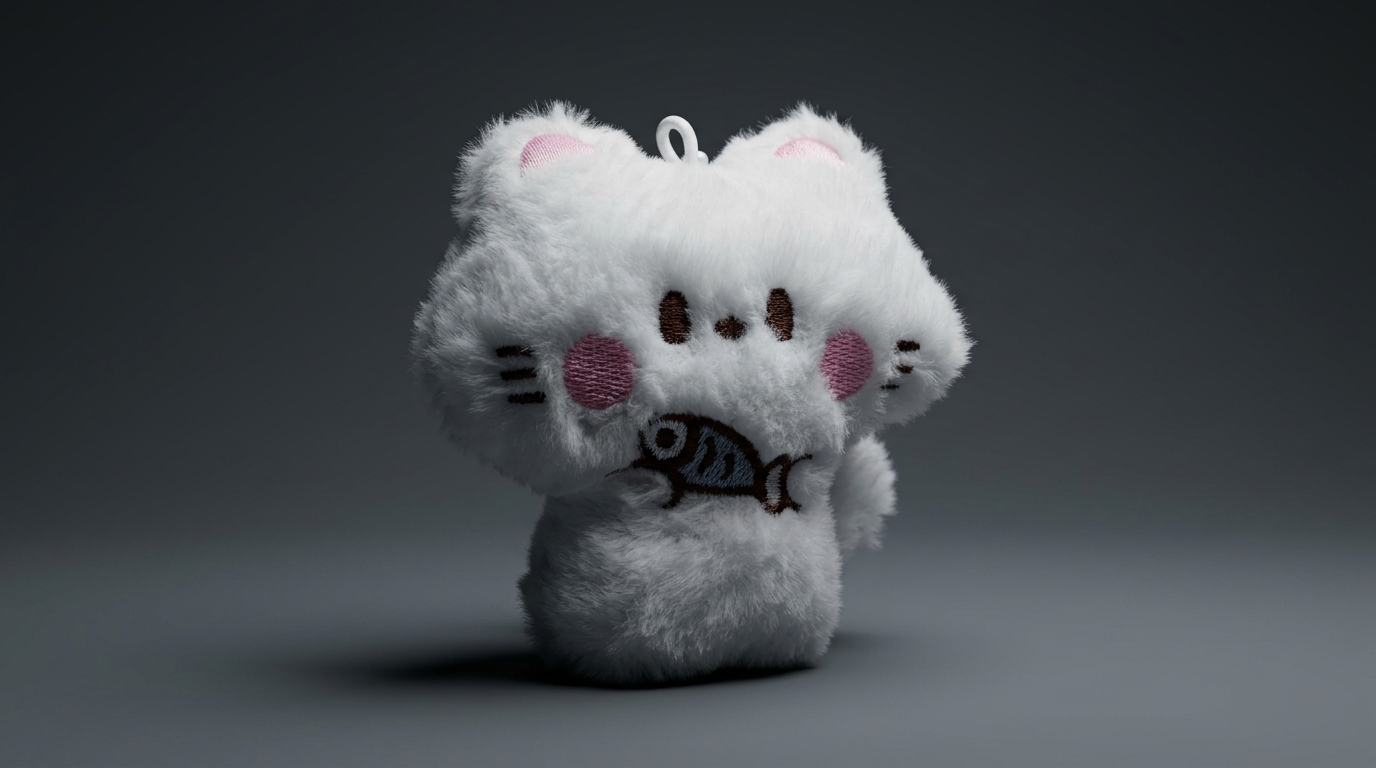 Snowy White Cat Keychain